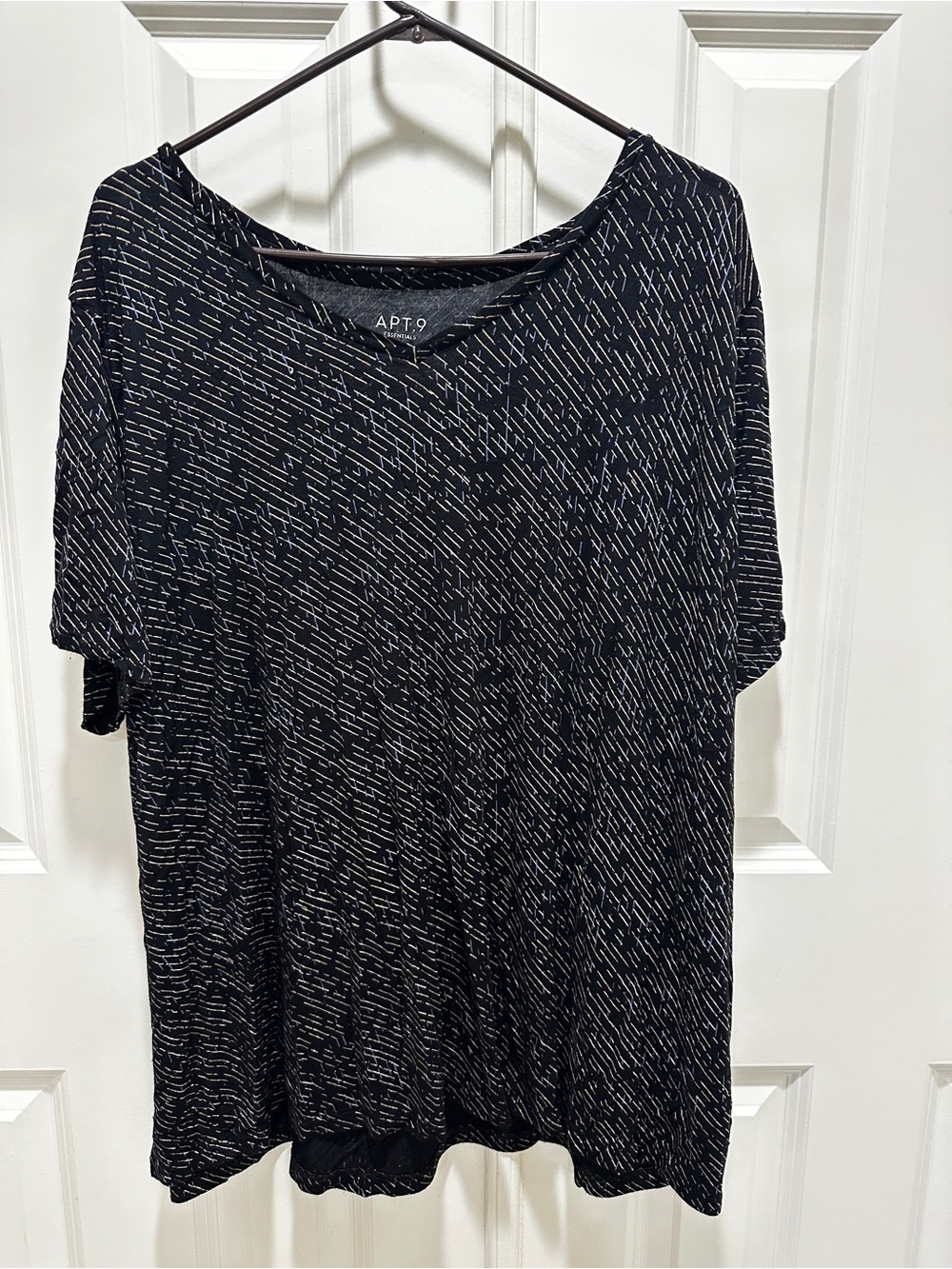 Apt. 9 Black Tee with White Linear Print